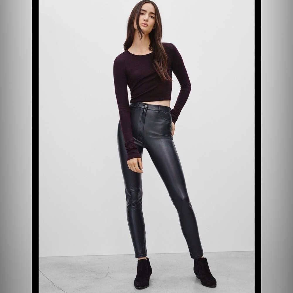 Wilfred Free Black Faux Leather Pants Leggings Tight Soft Womens Size 2 XS